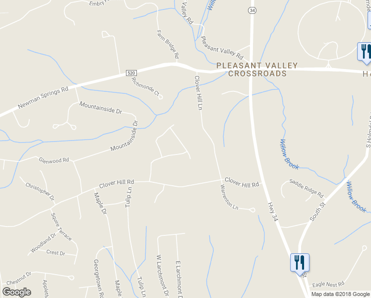 map of restaurants, bars, coffee shops, grocery stores, and more near 30 The Enclosure West in Monmouth County