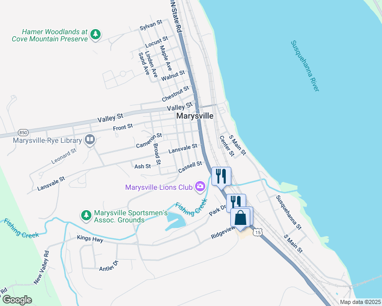 map of restaurants, bars, coffee shops, grocery stores, and more near 326 Lincoln Street in Marysville