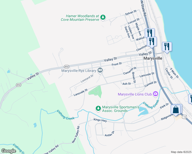 map of restaurants, bars, coffee shops, grocery stores, and more near 200 Overcrest Road in Marysville