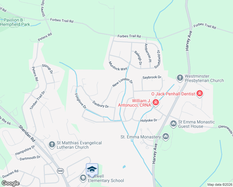 map of restaurants, bars, coffee shops, grocery stores, and more near 1074 Cranston Drive in Greensburg