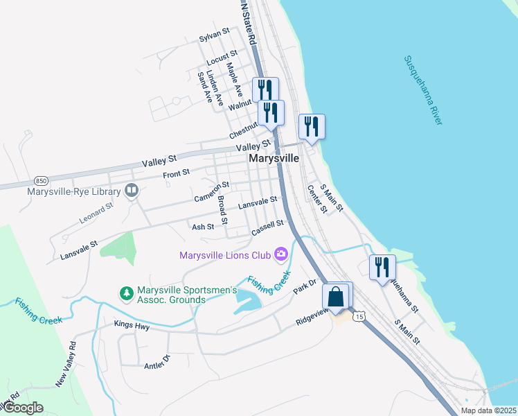 map of restaurants, bars, coffee shops, grocery stores, and more near 326 Lincoln Street in Marysville