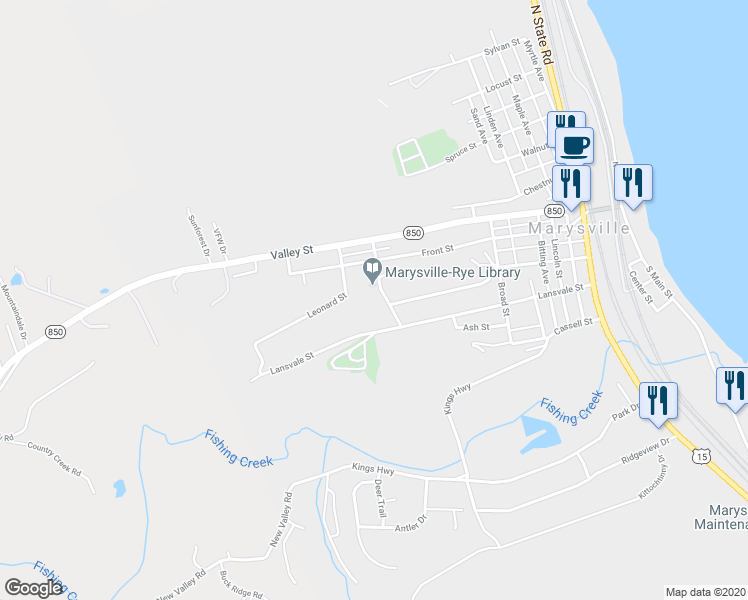 map of restaurants, bars, coffee shops, grocery stores, and more near 200 Overcrest Road in Marysville