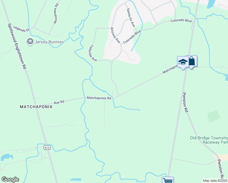 map of restaurants, bars, coffee shops, grocery stores, and more near 14 Arizona Avenue in Old Bridge