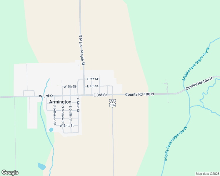 map of restaurants, bars, coffee shops, grocery stores, and more near 601 East 4th Street in Armington