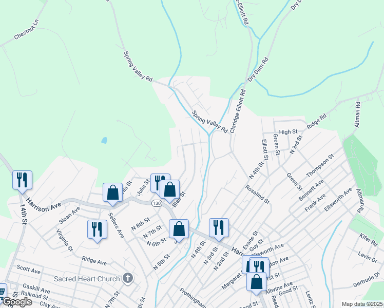 map of restaurants, bars, coffee shops, grocery stores, and more near 1000 Blair Street in Jeannette