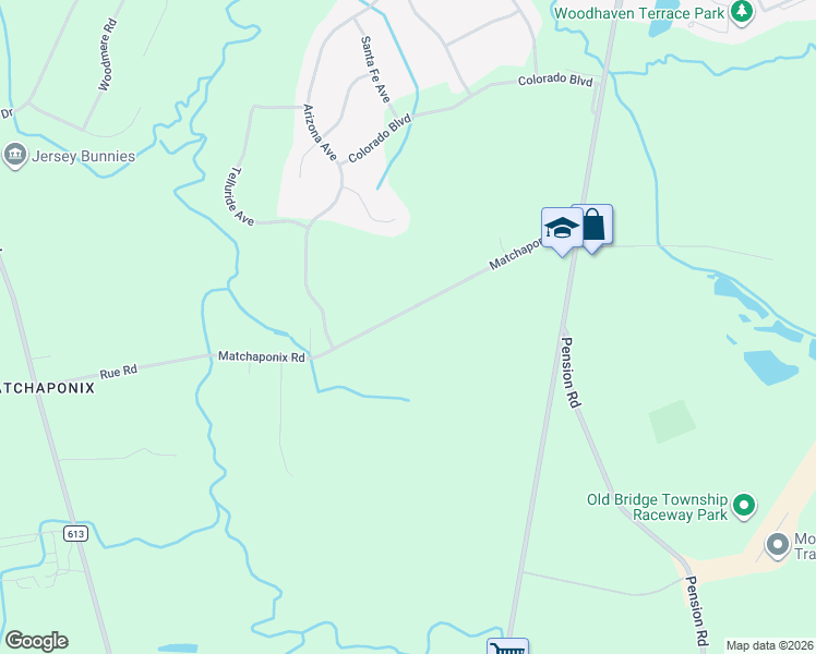 map of restaurants, bars, coffee shops, grocery stores, and more near 325 Matchaponix Road in Monroe Township
