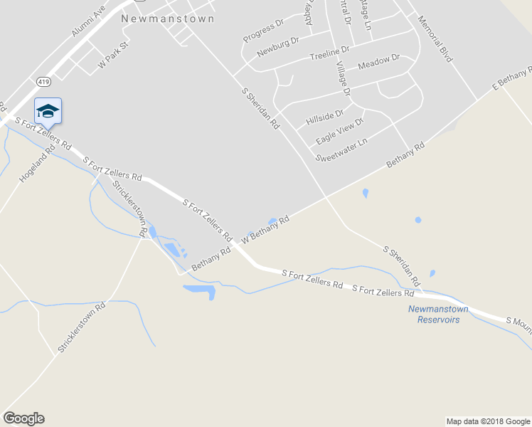 map of restaurants, bars, coffee shops, grocery stores, and more near 26 West Bethany Road in Newmanstown
