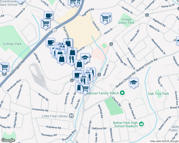 map of restaurants, bars, coffee shops, grocery stores, and more near 7 Dorchester Drive in Pittsburgh