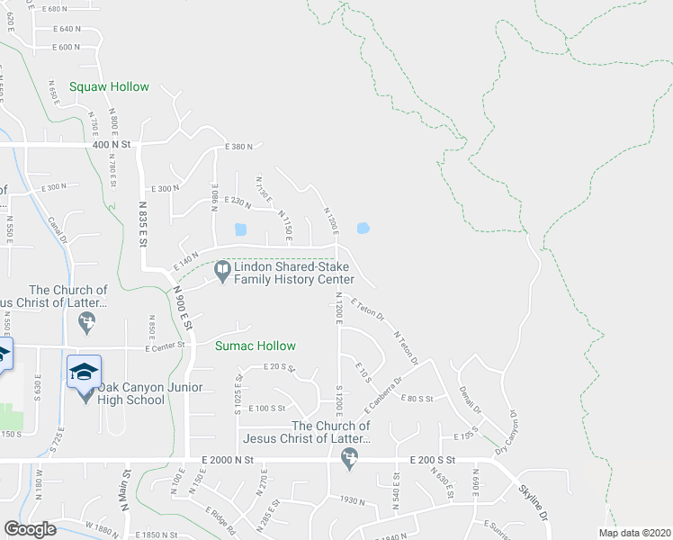 map of restaurants, bars, coffee shops, grocery stores, and more near 114 North 1200 East in Lindon