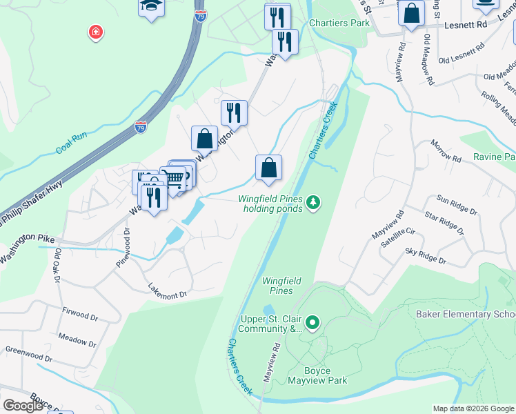 map of restaurants, bars, coffee shops, grocery stores, and more near 608 Twin Ponds Lane in Bridgeville