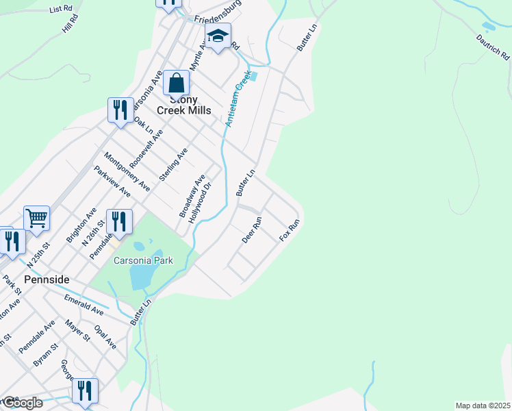 map of restaurants, bars, coffee shops, grocery stores, and more near 702 Bear Boulevard in Reading