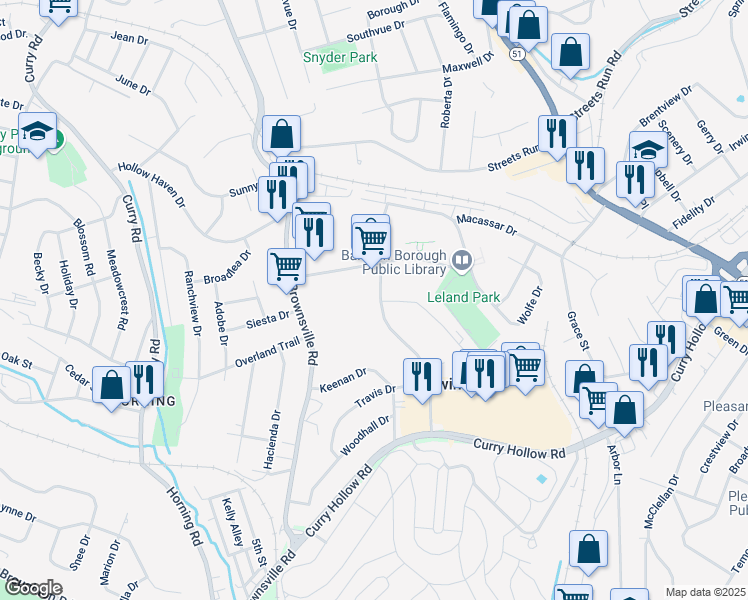 map of restaurants, bars, coffee shops, grocery stores, and more near 5334 Keeport Drive in Pittsburgh
