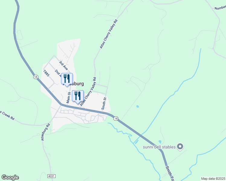 map of restaurants, bars, coffee shops, grocery stores, and more near 202 Coblestone Drive in Burgettstown