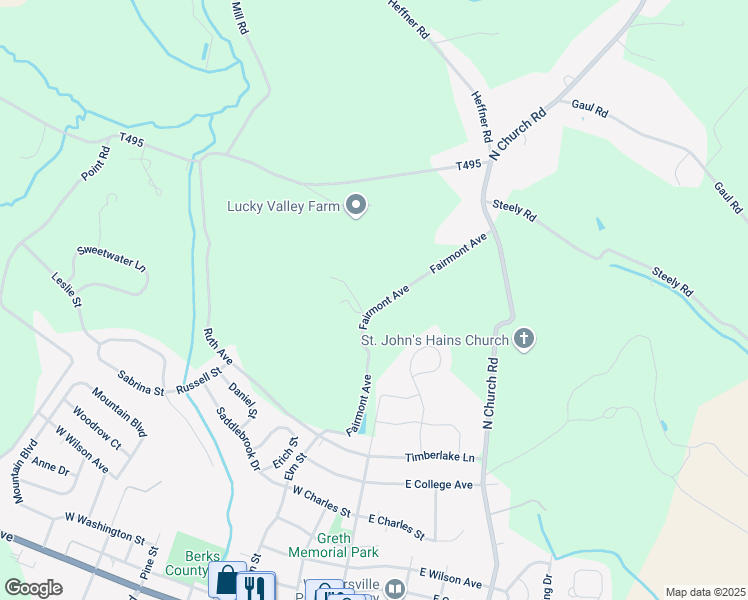 map of restaurants, bars, coffee shops, grocery stores, and more near 600 Fairmont Avenue in Wernersville