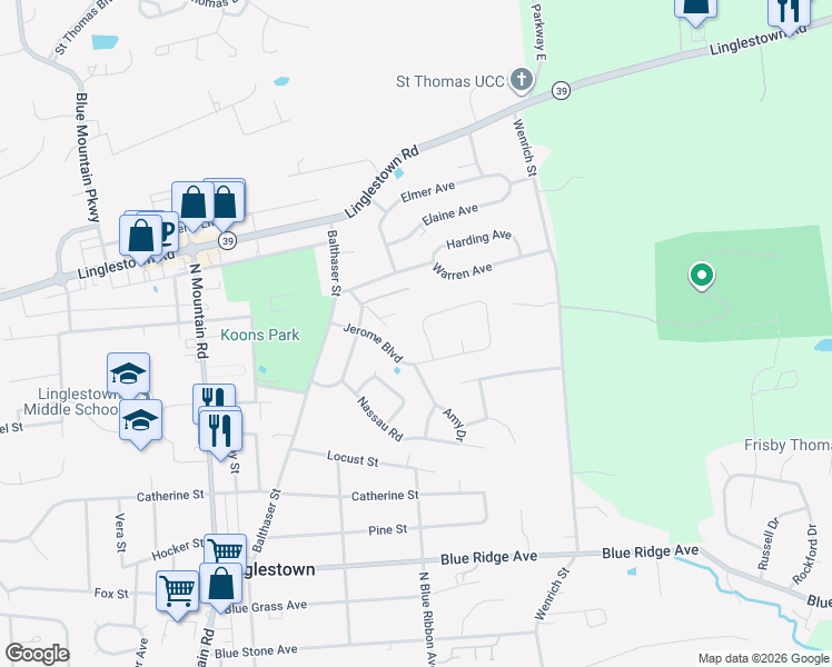 map of restaurants, bars, coffee shops, grocery stores, and more near 6 Judy Ln in Harrisburg