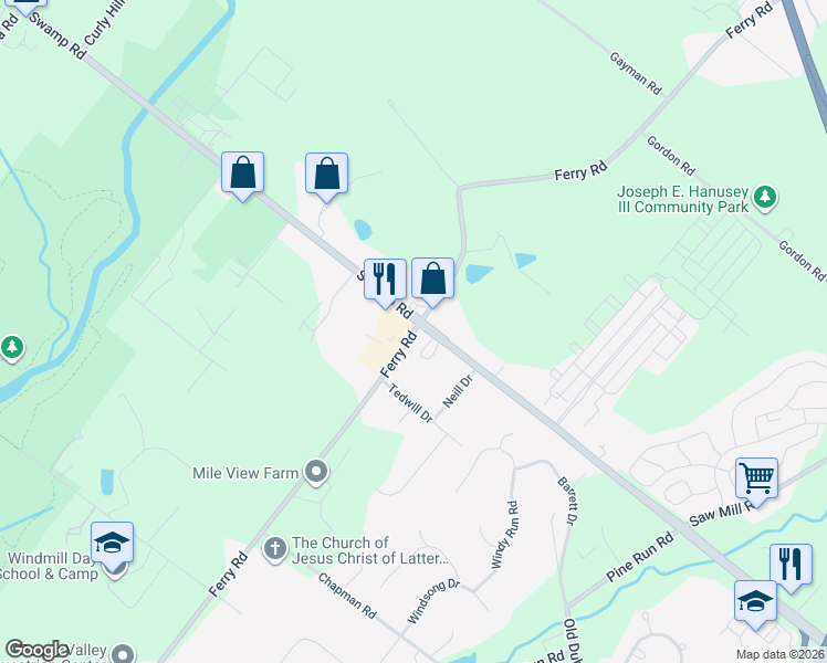 map of restaurants, bars, coffee shops, grocery stores, and more near 1516 Ferry Road in Fountainville