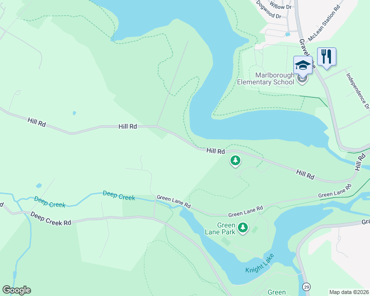 map of restaurants, bars, coffee shops, grocery stores, and more near 2824 Hill Road in Green Lane