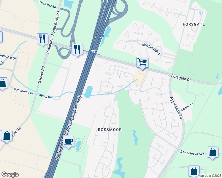 map of restaurants, bars, coffee shops, grocery stores, and more near 320N Sharon Way in Monroe Township