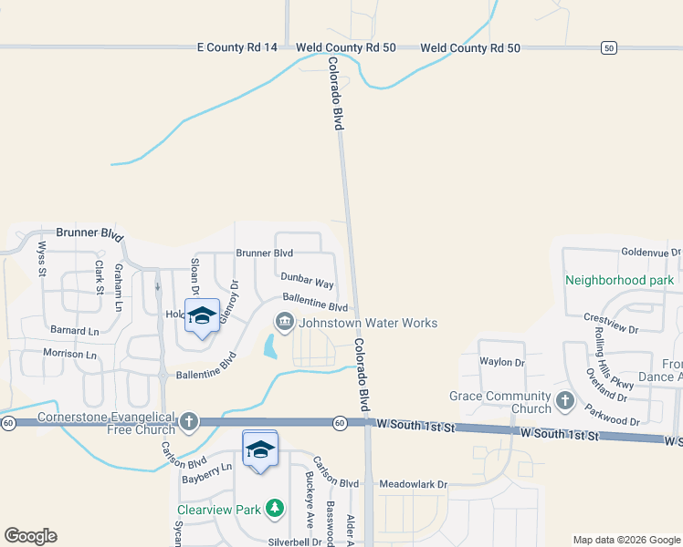 map of restaurants, bars, coffee shops, grocery stores, and more near 325 McGregor Lane in Johnstown