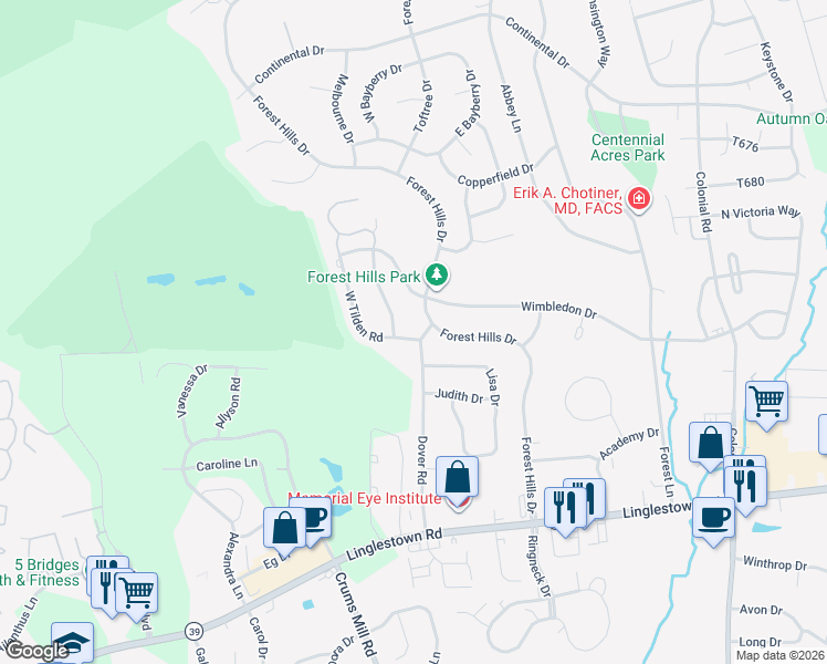 map of restaurants, bars, coffee shops, grocery stores, and more near 4096 West Tilden Road in Harrisburg