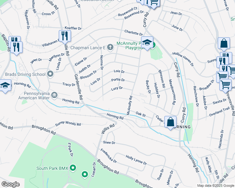map of restaurants, bars, coffee shops, grocery stores, and more near 428 Marta Drive in Pittsburgh
