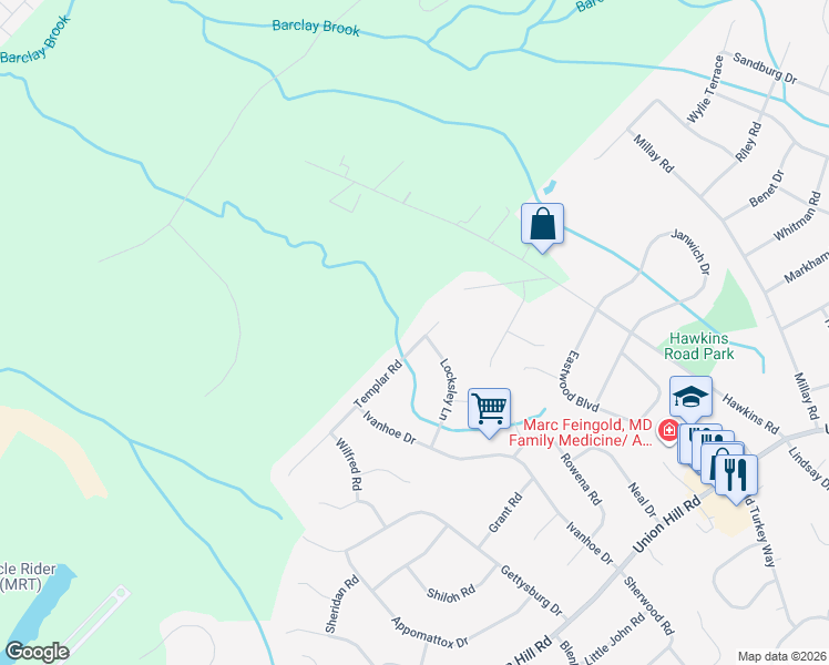 map of restaurants, bars, coffee shops, grocery stores, and more near 14 Templar Road in Manalapan Township