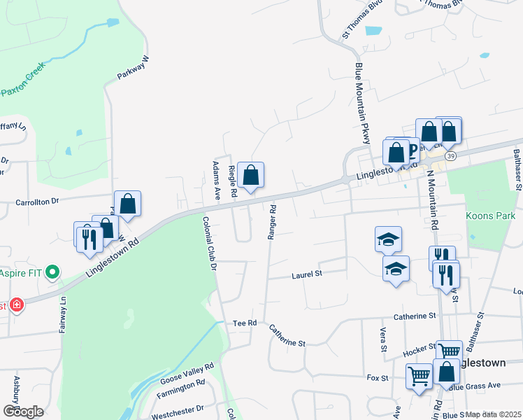 map of restaurants, bars, coffee shops, grocery stores, and more near in Dauphin County