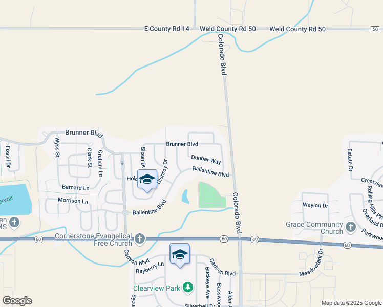 map of restaurants, bars, coffee shops, grocery stores, and more near 3137 Dunbar Way in Johnstown