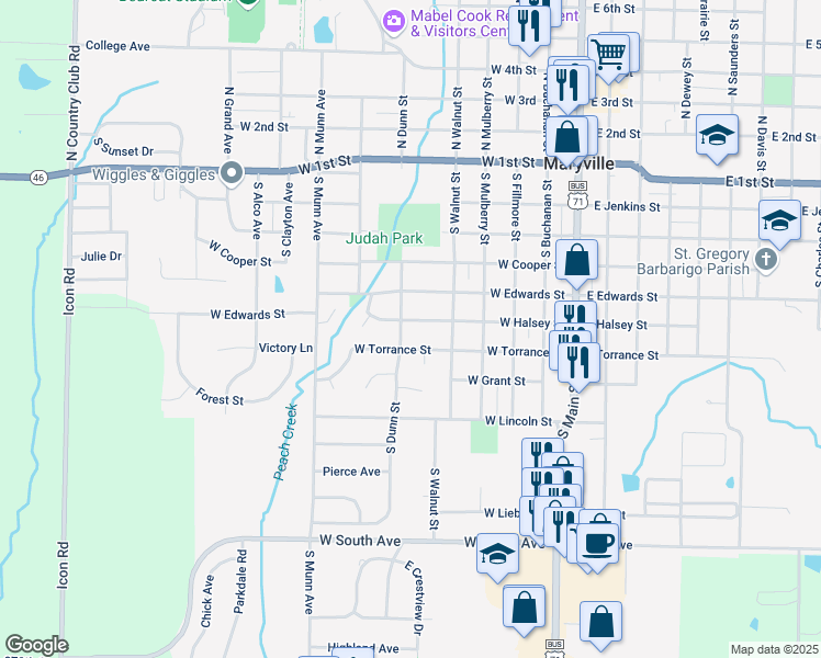 map of restaurants, bars, coffee shops, grocery stores, and more near 526 West Halsey Street in Maryville