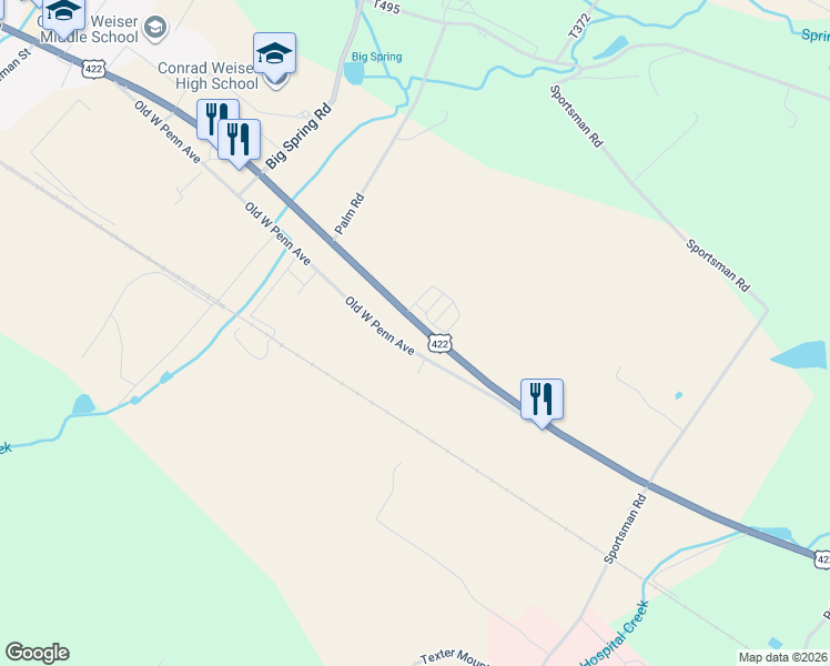 map of restaurants, bars, coffee shops, grocery stores, and more near 6788 Penn Avenue in Wernersville