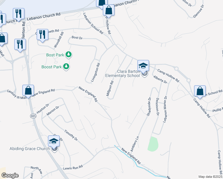 map of restaurants, bars, coffee shops, grocery stores, and more near 258 Skyport Road in West Mifflin