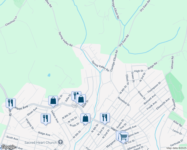 map of restaurants, bars, coffee shops, grocery stores, and more near 1000 Blair Street in Jeannette