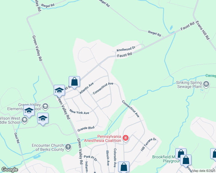 map of restaurants, bars, coffee shops, grocery stores, and more near 44 Fairwood Avenue in Sinking Spring