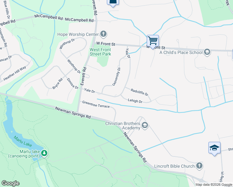 map of restaurants, bars, coffee shops, grocery stores, and more near 219 Yale Drive in Middletown