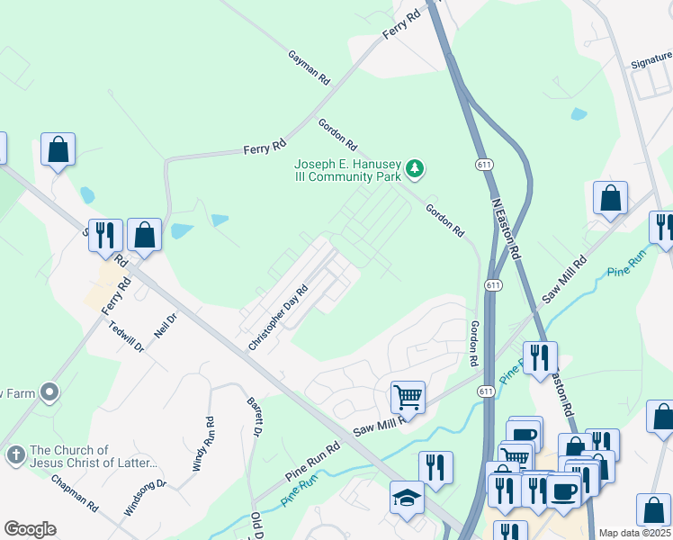 map of restaurants, bars, coffee shops, grocery stores, and more near 4725 Abraham Freed Road in Doylestown