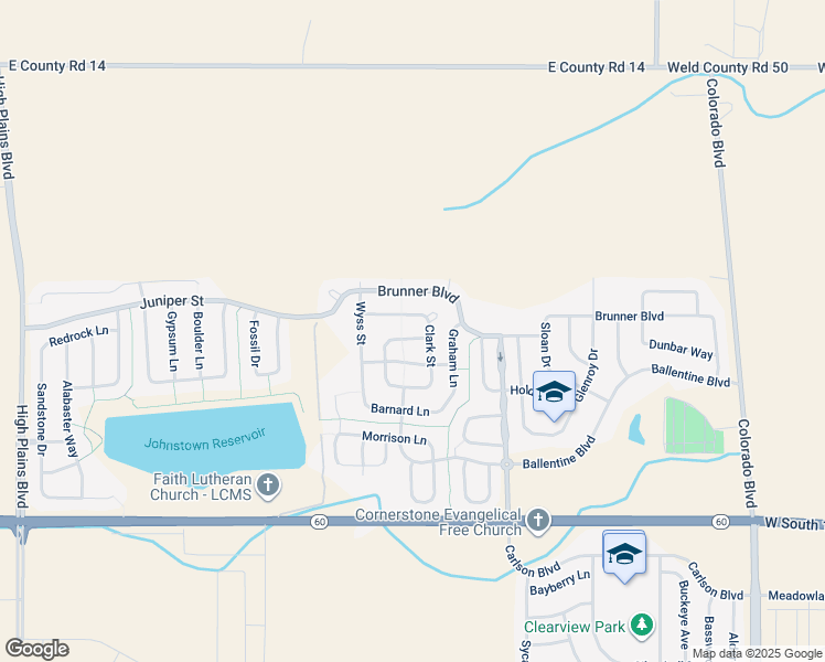 map of restaurants, bars, coffee shops, grocery stores, and more near 3664 Porter Lane in Johnstown