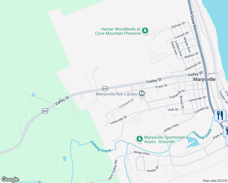 map of restaurants, bars, coffee shops, grocery stores, and more near 118 Greenbriar Drive in Marysville