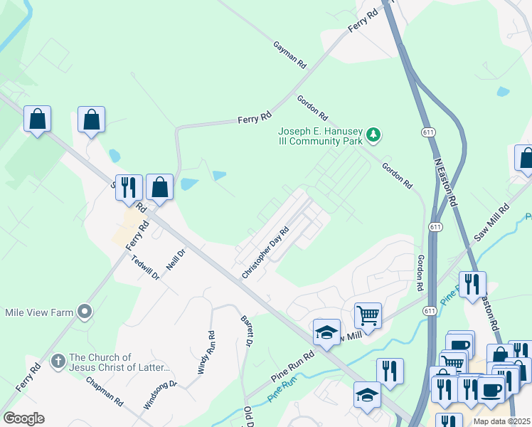 map of restaurants, bars, coffee shops, grocery stores, and more near 3738 Jacob Stout Road in Doylestown