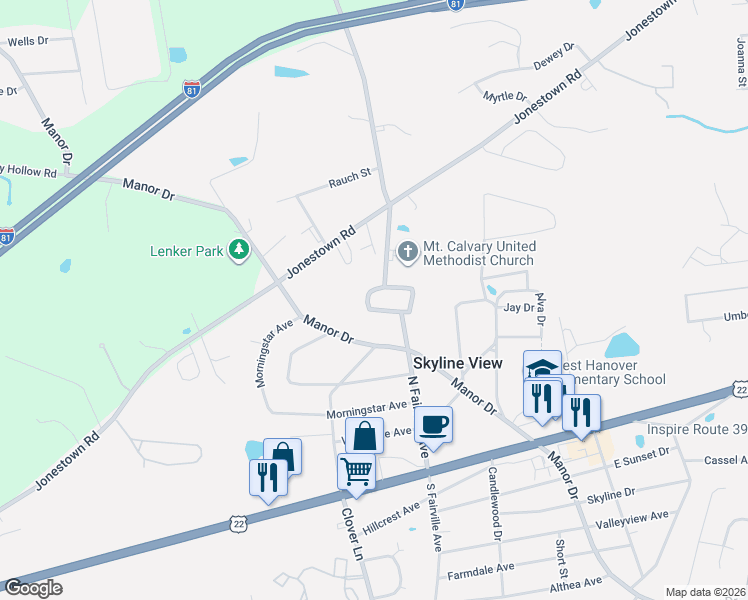 map of restaurants, bars, coffee shops, grocery stores, and more near 7689 Daniel Drive in Harrisburg