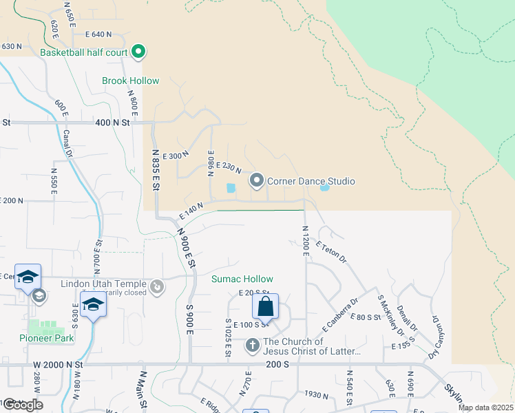 map of restaurants, bars, coffee shops, grocery stores, and more near 1126 East 140 North in Lindon