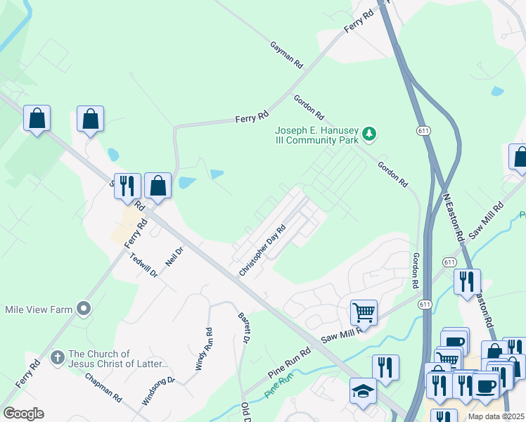 map of restaurants, bars, coffee shops, grocery stores, and more near 3753 Jacob Stout Road in Doylestown