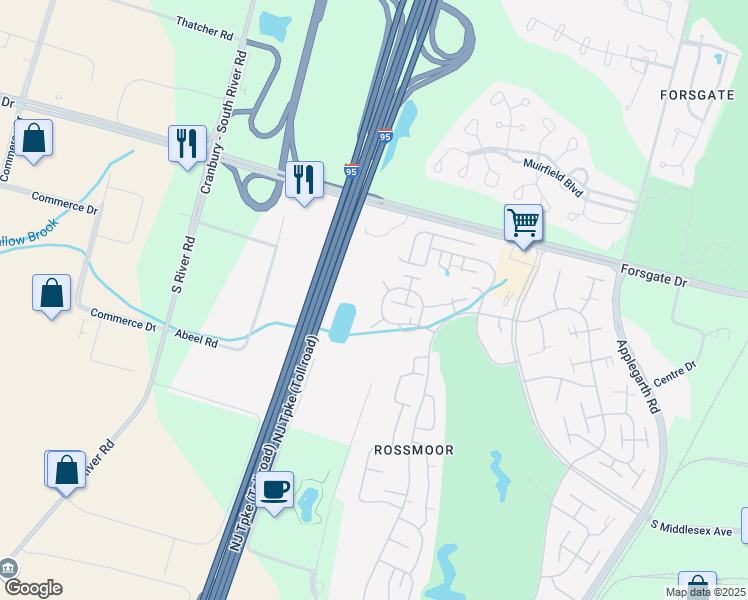 map of restaurants, bars, coffee shops, grocery stores, and more near 291C Sharon Way in Monroe Township
