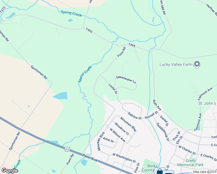 map of restaurants, bars, coffee shops, grocery stores, and more near 70 Leslie Street in Wernersville