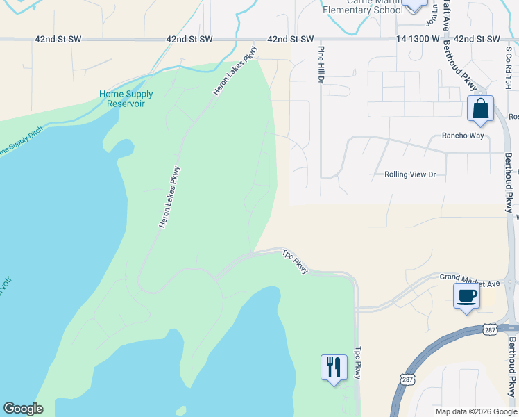 map of restaurants, bars, coffee shops, grocery stores, and more near in Berthoud