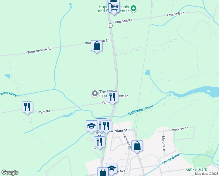 map of restaurants, bars, coffee shops, grocery stores, and more near 56 New Jersey 31 in Pennington