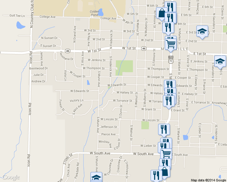 map of restaurants, bars, coffee shops, grocery stores, and more near 615 West Torrance Street in Maryville