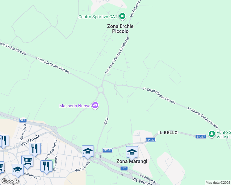 map of restaurants, bars, coffee shops, grocery stores, and more near in Province of Lecce