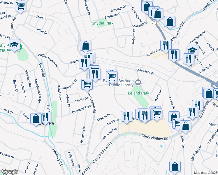 map of restaurants, bars, coffee shops, grocery stores, and more near 5334 Keeport Drive in Pittsburgh