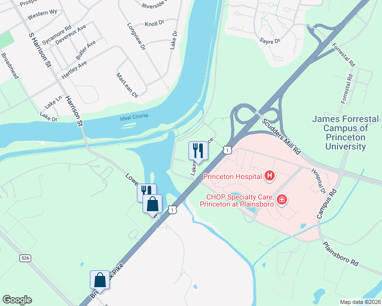 map of restaurants, bars, coffee shops, grocery stores, and more near 3817 U.S. 1 in Princeton