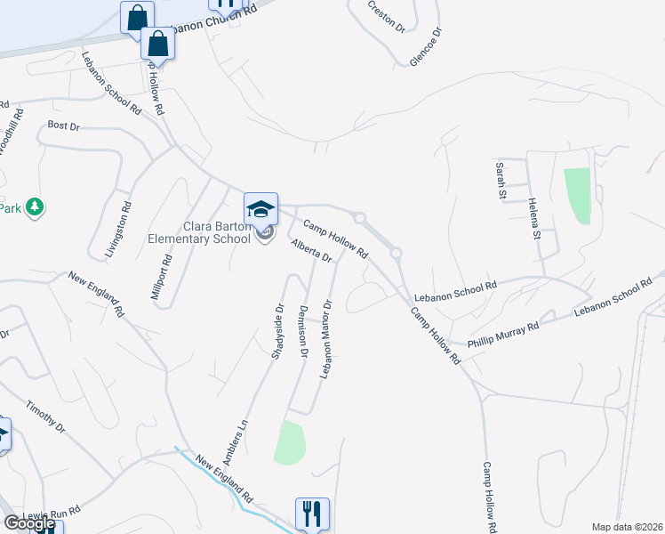 map of restaurants, bars, coffee shops, grocery stores, and more near 224 Lebanon Manor Drive in West Mifflin